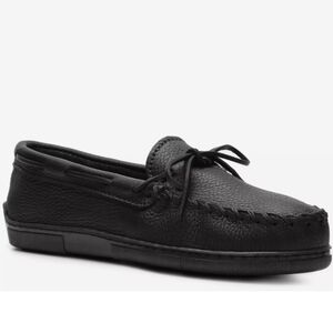 Minnetonka Men's Leather Classic Moosehide Slip-On Comfort Loafers Black 14